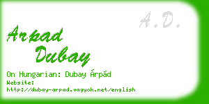 arpad dubay business card